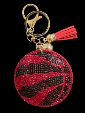 Toronto Raptors Basketball Rhinestone Bag Charm Keychain